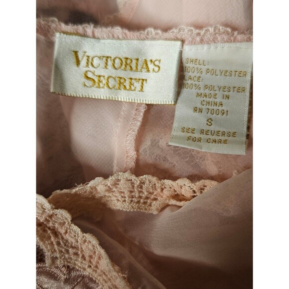 Victoria's Secret Vintage Gold Label 90's Chiffon & Lace Pink Teddy Small - Picture 7 of 7